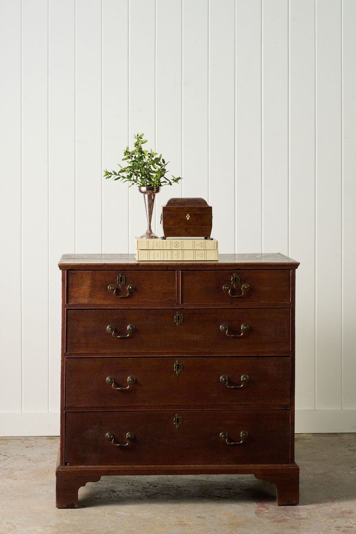 18th Century English Oak Two Over Three Chest of Drawers