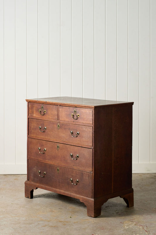 18th Century English Oak Two Over Three Chest of Drawers