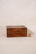 Load image into Gallery viewer, 19th Century Walnut Inlay Box with Navy Interior
