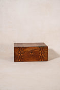 Load image into Gallery viewer, 19th Century Walnut Inlay Box with Navy Interior
