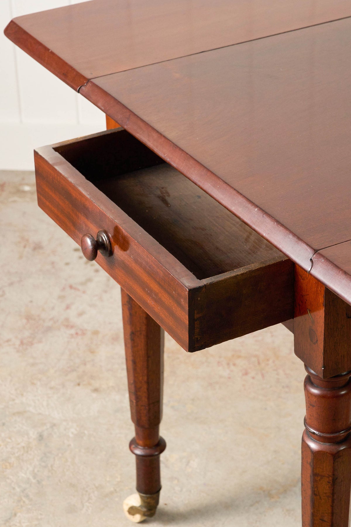 Large Antique English Mahogany Pembroke Table on Castors