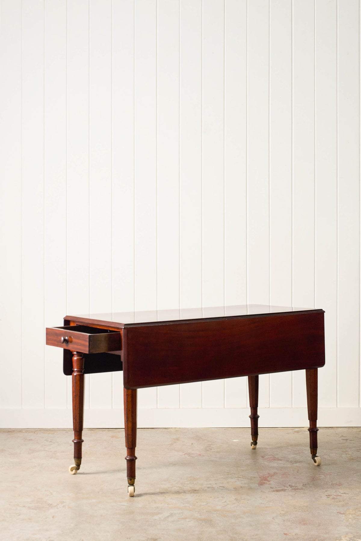 Large Antique English Mahogany Pembroke Table on Castors
