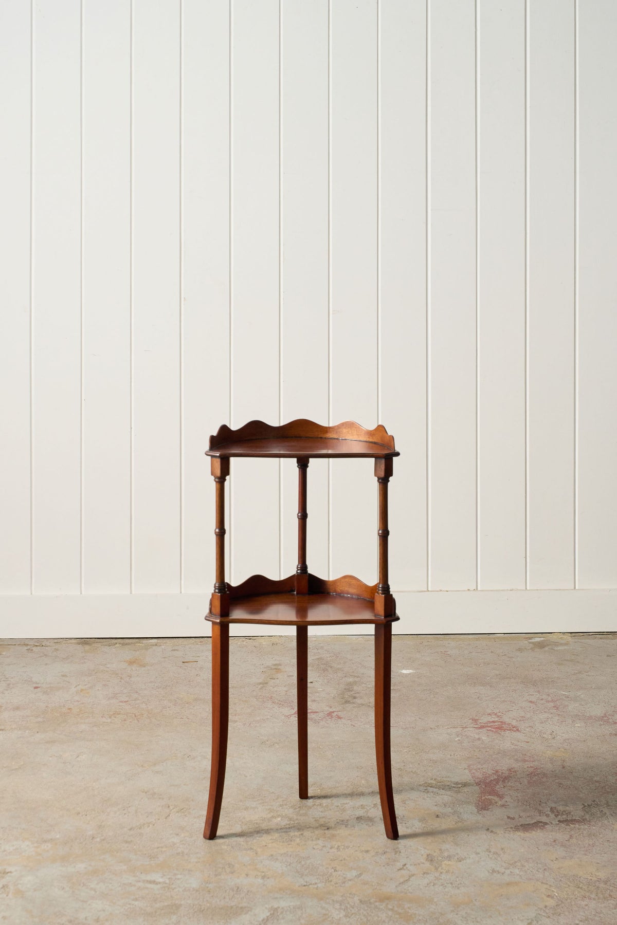 Vintage English Mahogany 2-Tier Demilune Side Table