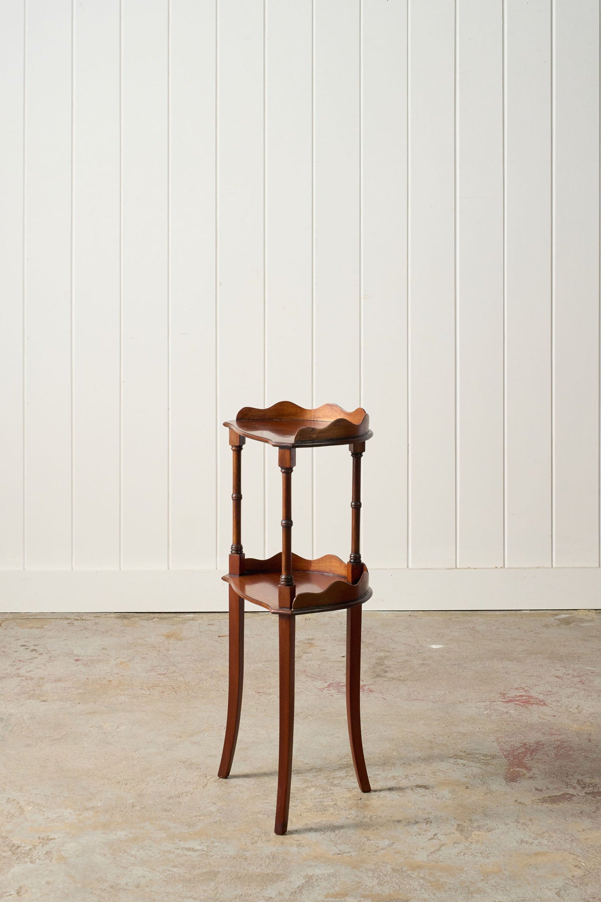 Vintage English Mahogany 2-Tier Demilune Side Table