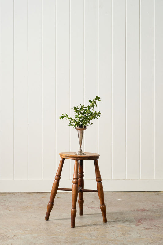 19th Century Single Plank Top Round 19.5"H Wooden Stool