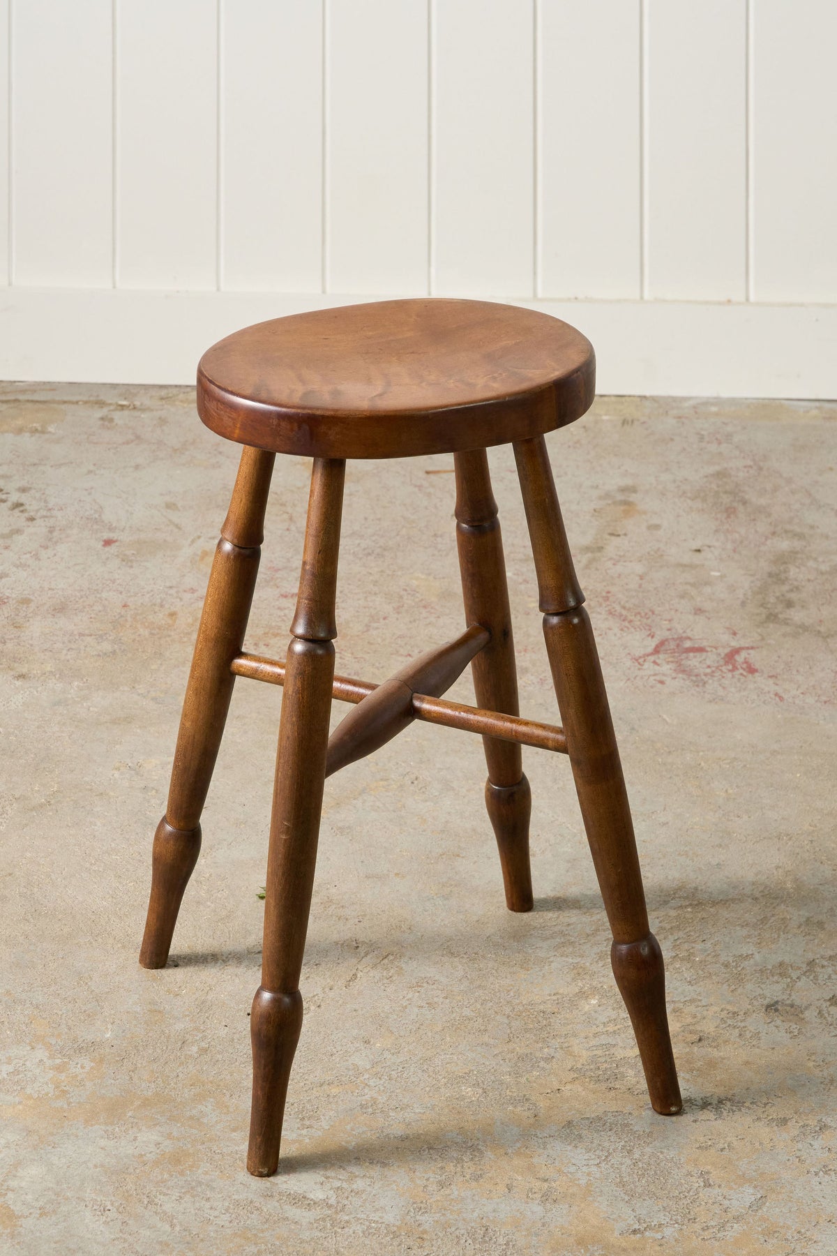 19th Century Single Plank Top Round 19.5"H Wooden Stool