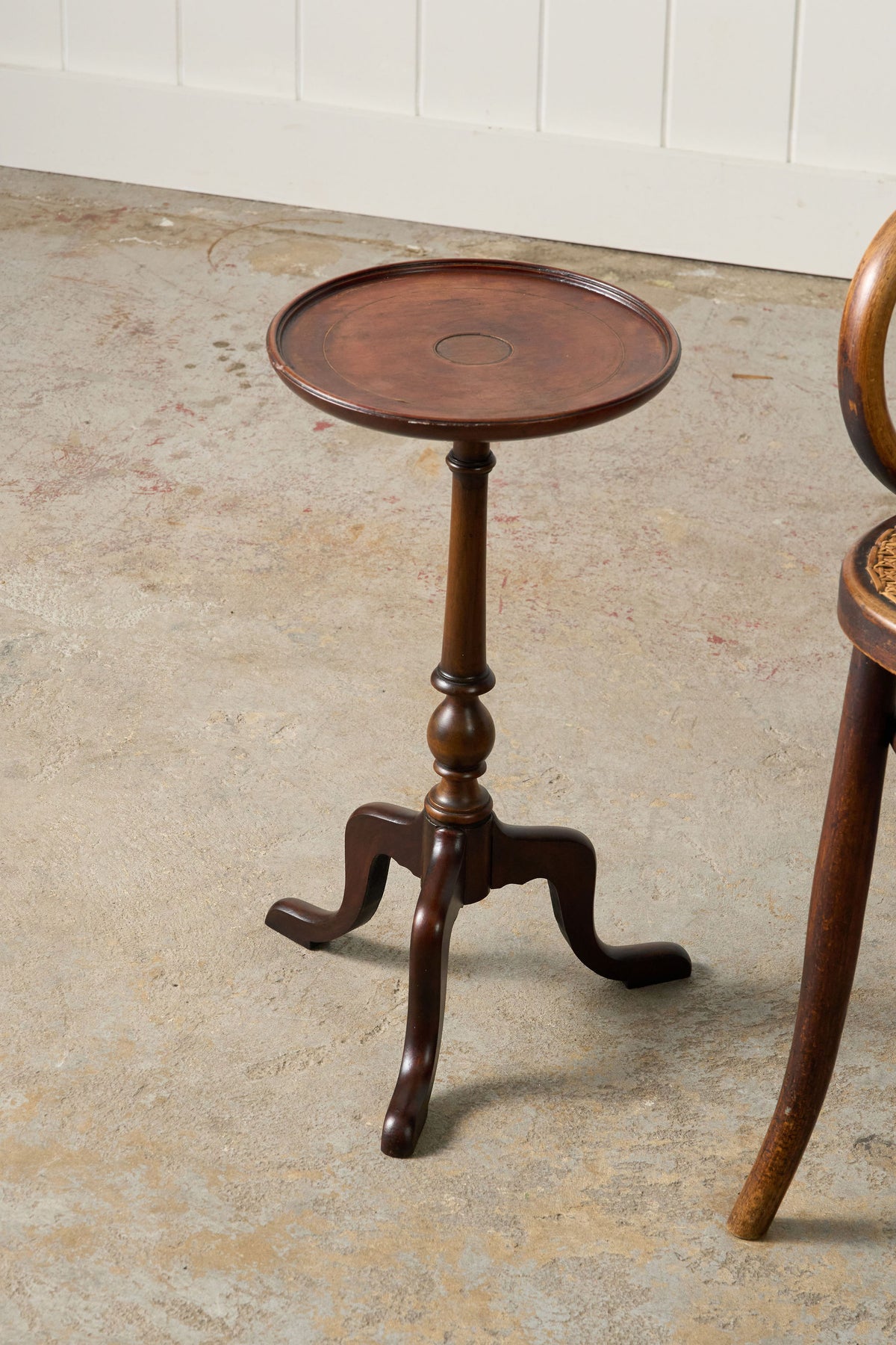 Antique English Mahogany Wine Table with Center Circle (c. 1920)
