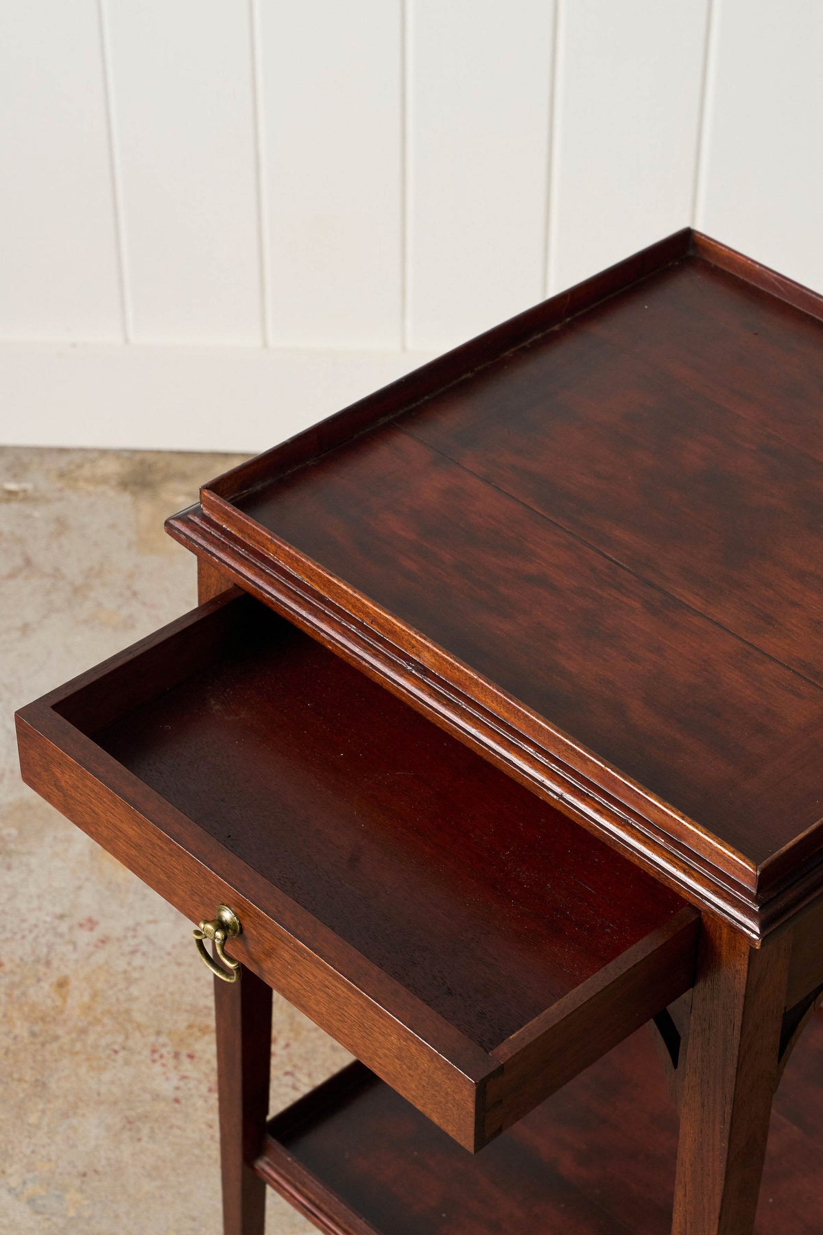 19th Century English Mahogany Two-Tier Side Table with Tray Top