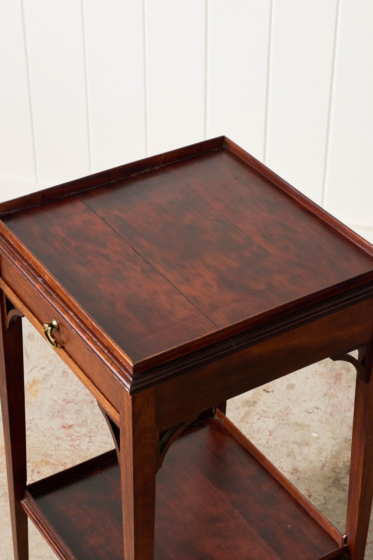 19th Century English Mahogany Two-Tier Side Table with Tray Top