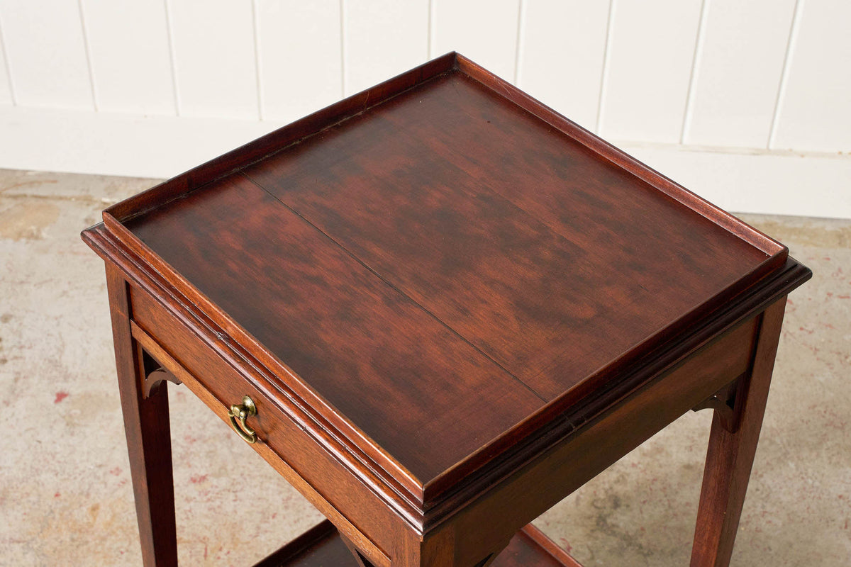 19th Century English Mahogany Two-Tier Side Table with Tray Top