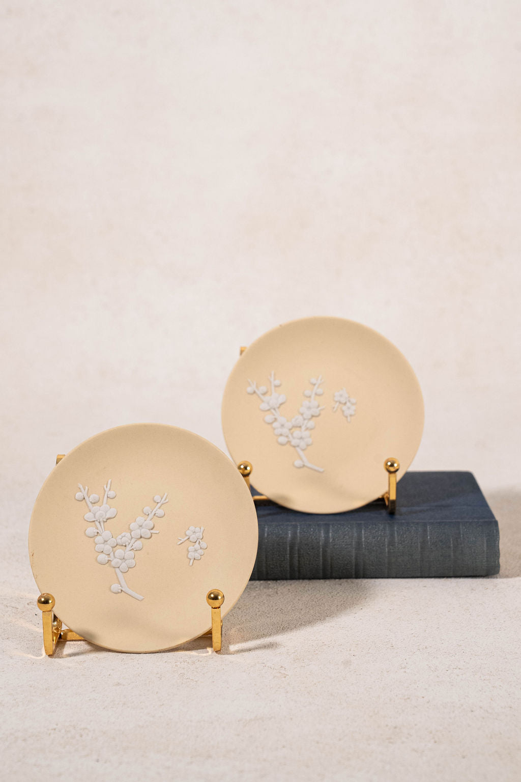 PAIR Wedgwood Yellow Jasperware Primrose Plates