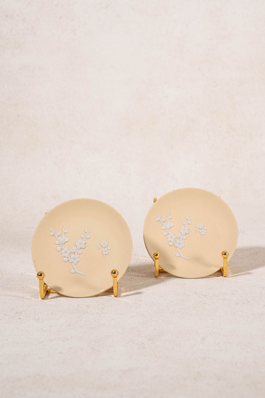 PAIR Wedgwood Yellow Jasperware Primrose Plates