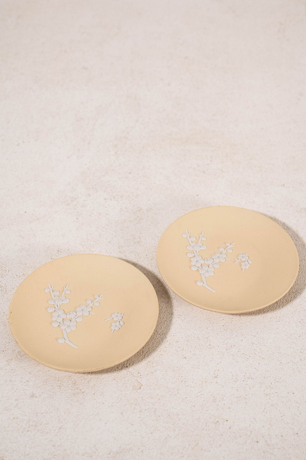 PAIR Wedgwood Yellow Jasperware Primrose Plates