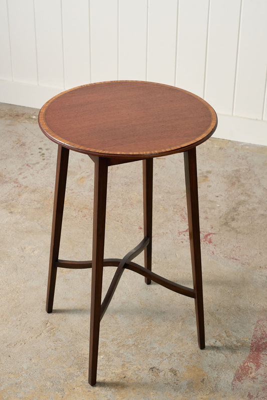 Edwardian Mahogany Inlay Round Side Table