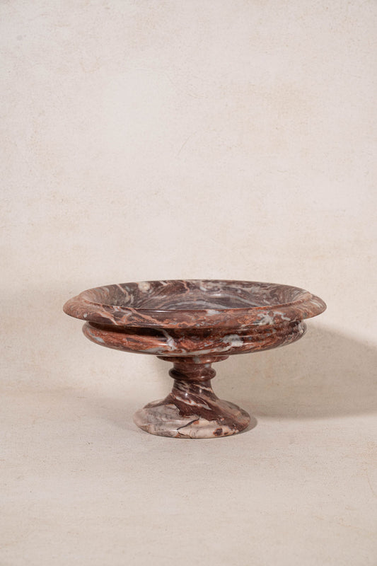 Large 19th Century Italian Rouge Marble Pedestal Comport