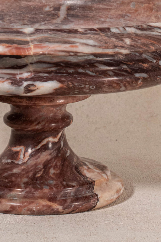 Large 19th Century Italian Rouge Marble Pedestal Comport
