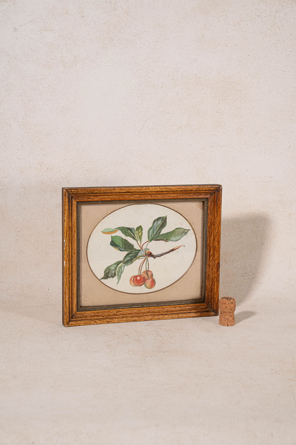 Antique Framed Victorian Watercolor Painting of Cherries