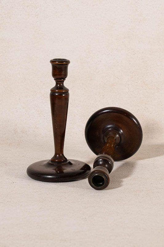 PAIR of Antique Wooden Candlesticks