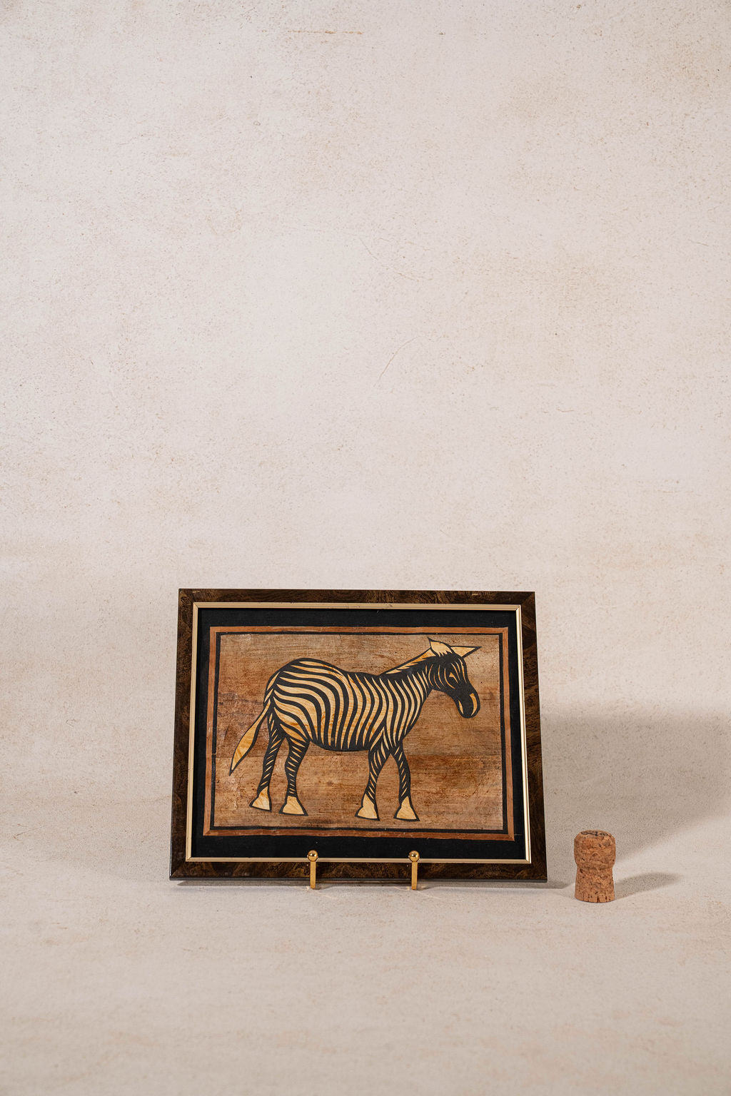 Vintage Framed Zebra Straw Art