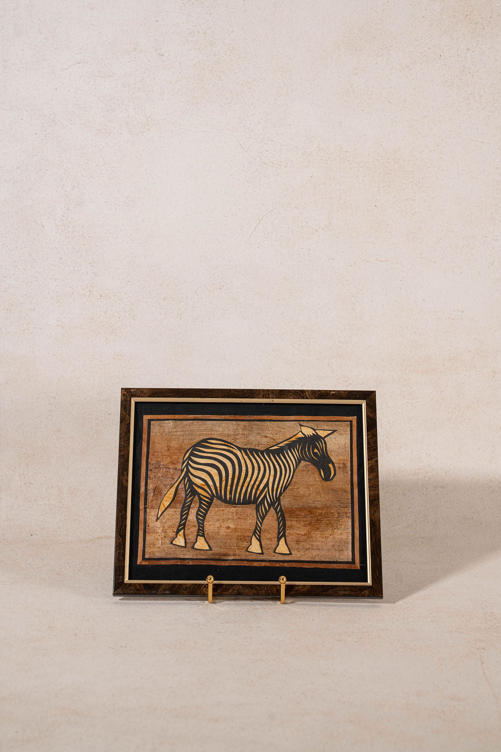 Vintage Framed Zebra Straw Art