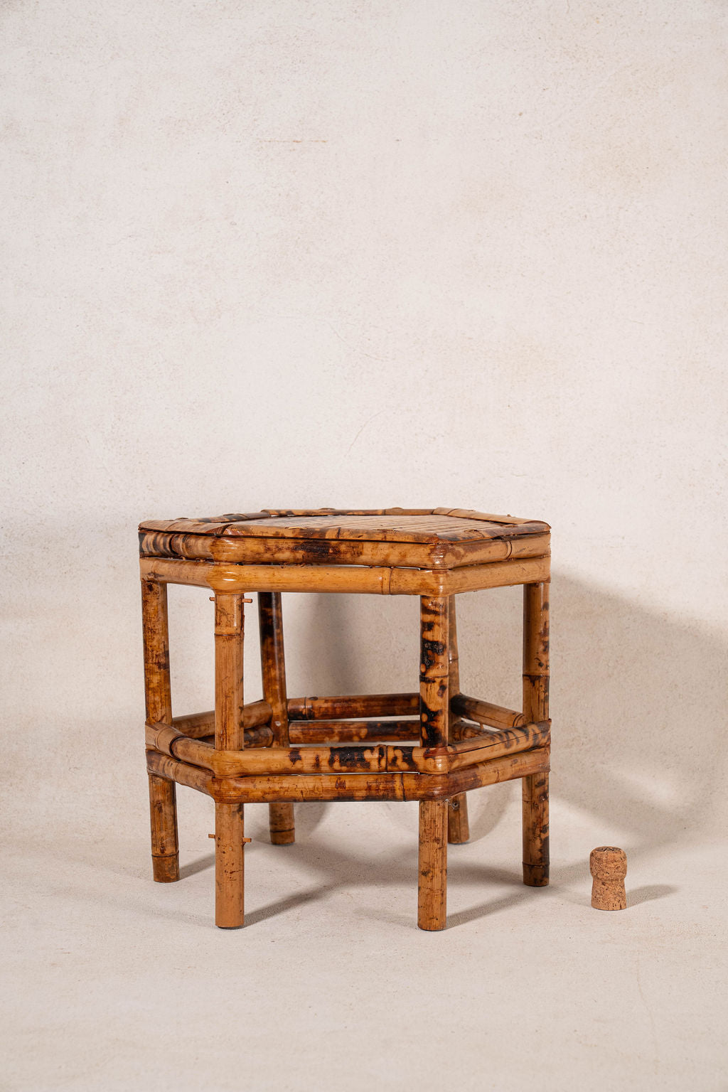Antique Tortoise Bamboo Octagon Short Stand