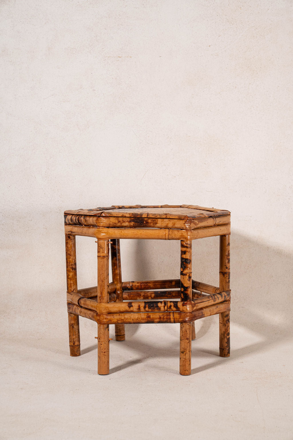 Antique Tortoise Bamboo Octagon Short Stand