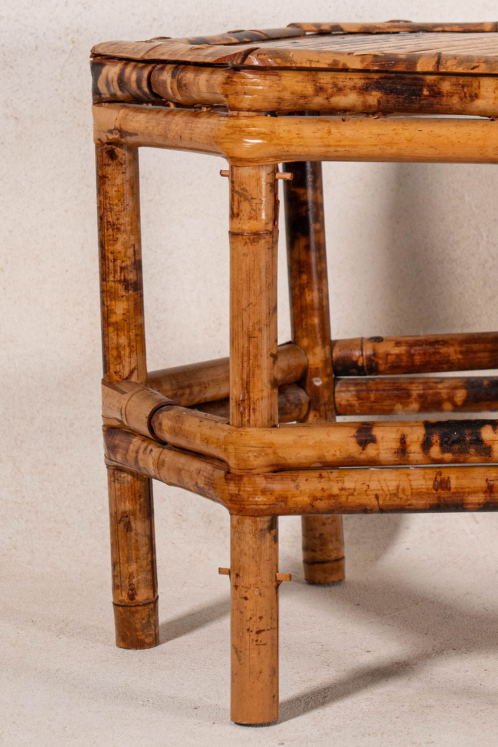 Antique Tortoise Bamboo Octagon Short Stand