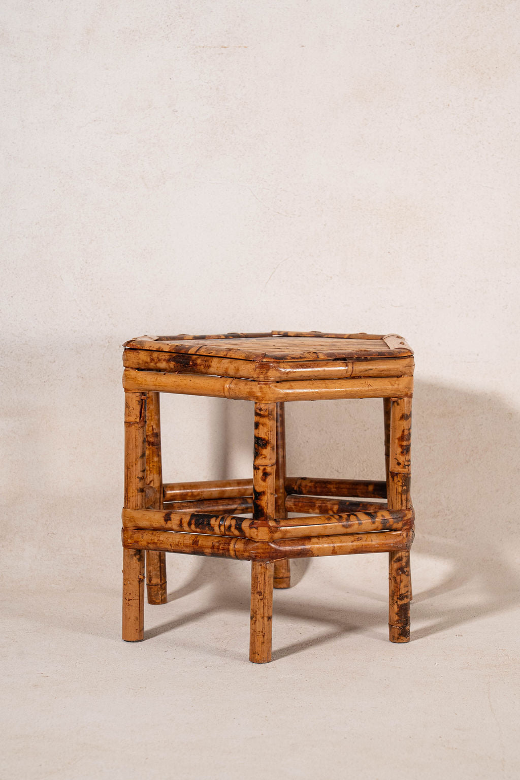Antique Tortoise Bamboo Octagon Short Stand