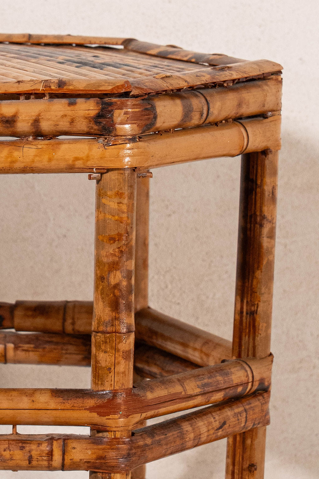 Antique Tortoise Bamboo Octagon Short Stand