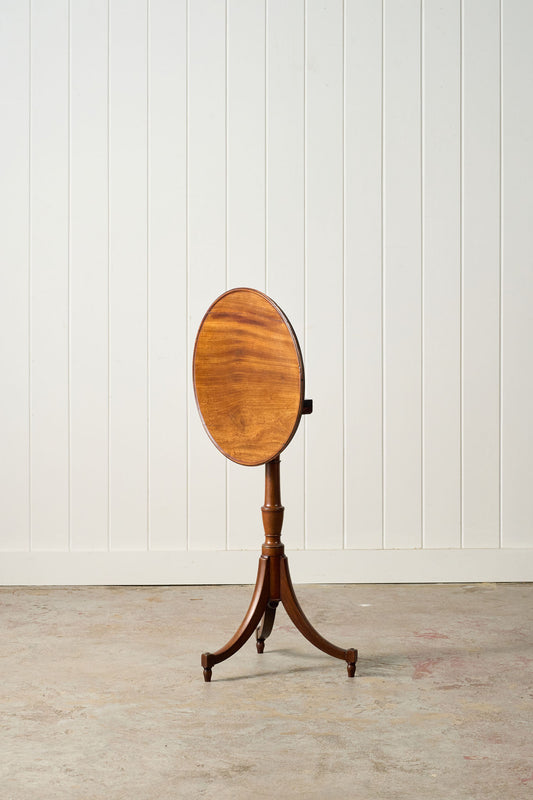 Antique English Mahogany Pedestal Lamp Table