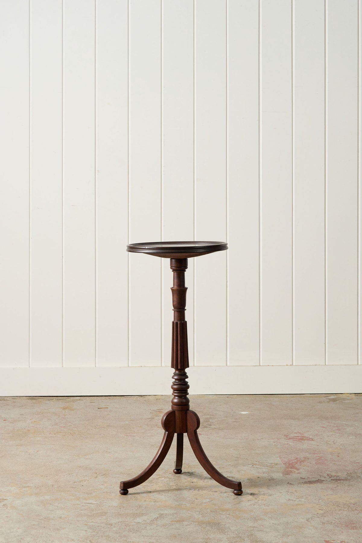 Antique Mahogany Tripod Side Table with Fluted on Bun Feet (c. 1900)