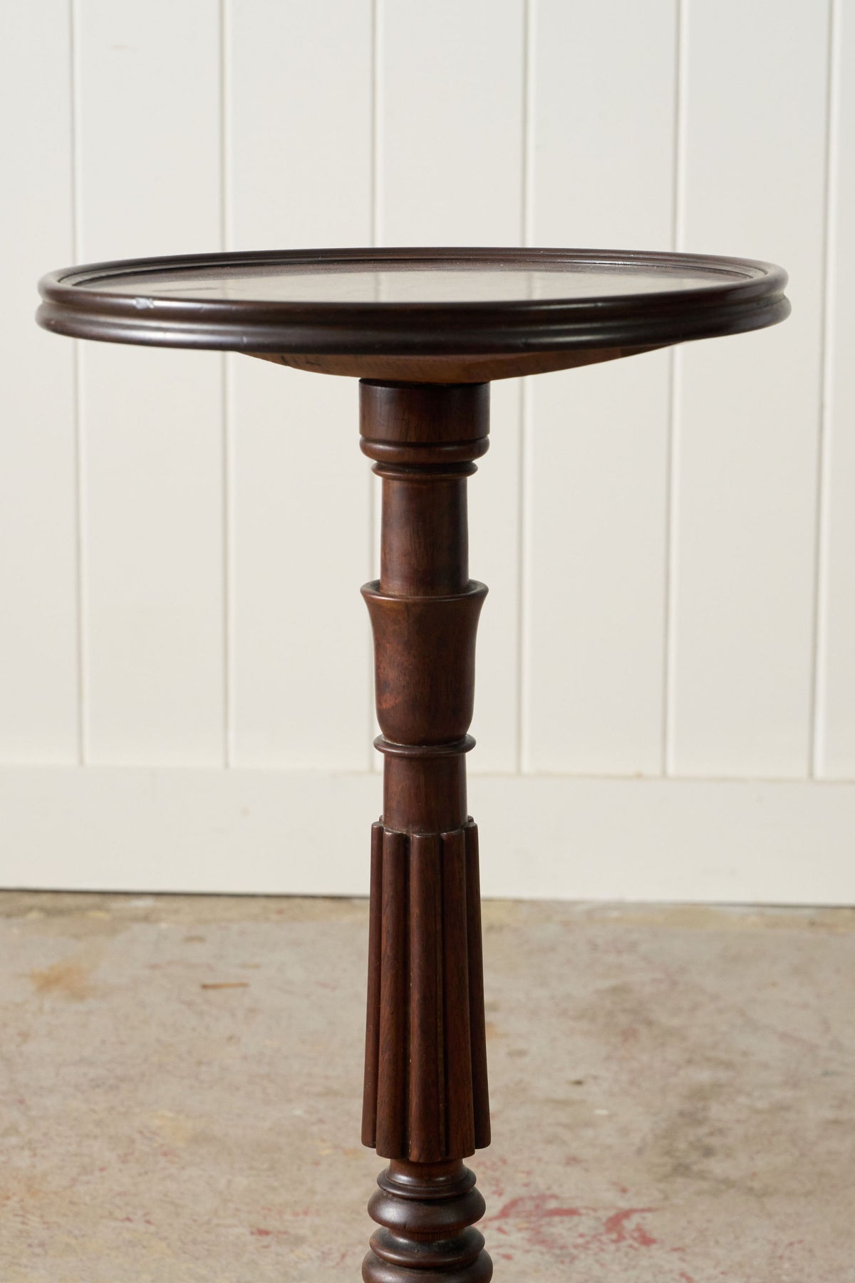 Antique Mahogany Tripod Side Table with Fluted on Bun Feet (c. 1900)