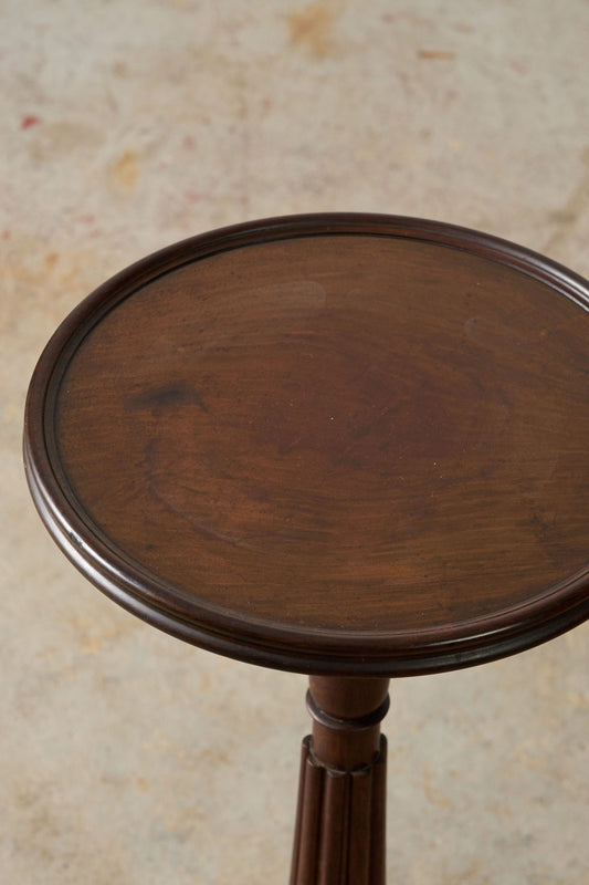 Antique Mahogany Tripod Side Table with Fluted on Bun Feet (c. 1900)
