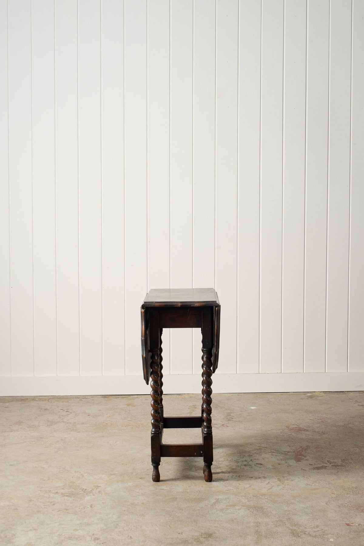 Antique English Barley Twist Drop Leaf Table with Unique Scalloped Top