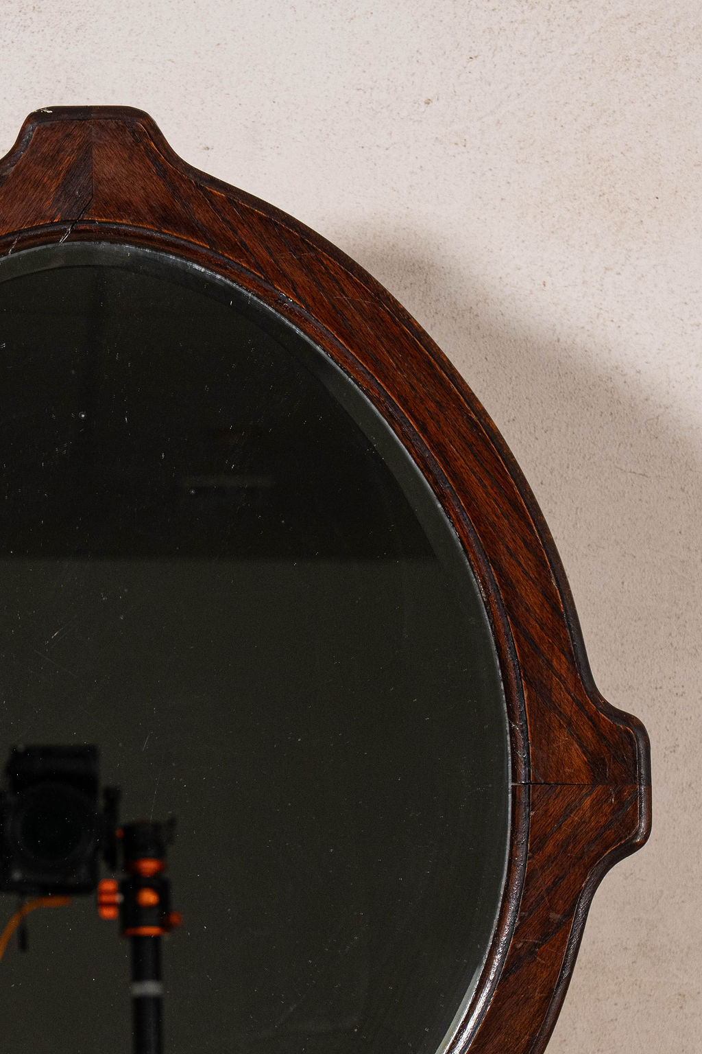 Antique English Oak Wall Mirror with Beveled Glass (c. 1900)