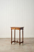 Load image into Gallery viewer, 18th Century Walnut Barley Twist Side Table with Drawer + Stretcher Base
