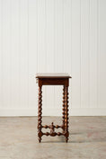Load image into Gallery viewer, 18th Century Walnut Barley Twist Side Table with Drawer + Stretcher Base
