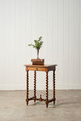 Load image into Gallery viewer, 18th Century Walnut Barley Twist Side Table with Drawer + Stretcher Base
