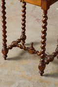 Load image into Gallery viewer, 18th Century Walnut Barley Twist Side Table with Drawer + Stretcher Base
