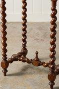 Load image into Gallery viewer, 18th Century Walnut Barley Twist Side Table with Drawer + Stretcher Base

