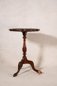 Load image into Gallery viewer, Antique English Burl Walnut Piecrust Tripod Wine Table
