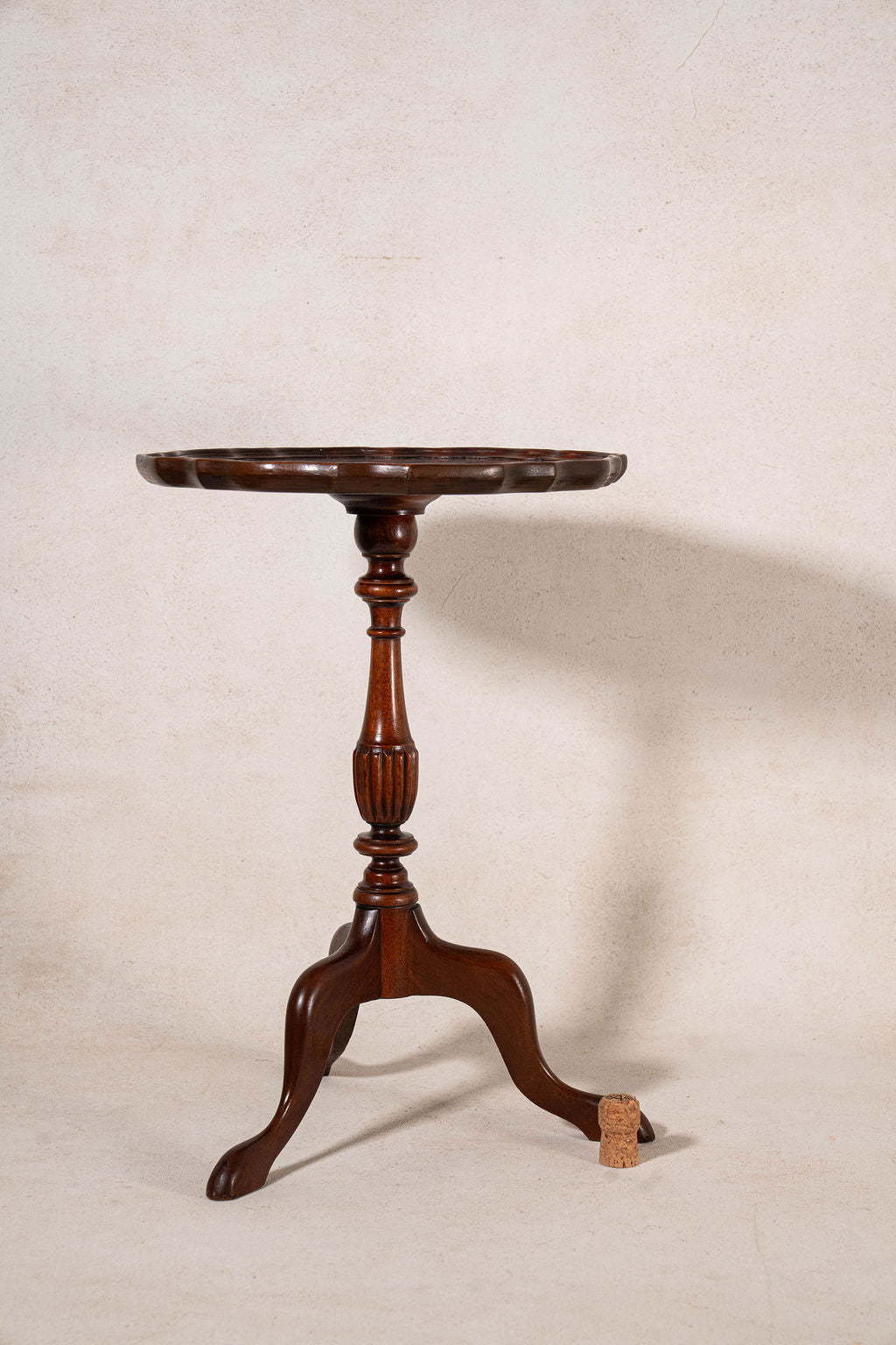 Antique English Burl Walnut Piecrust Tripod Wine Table