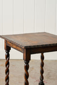 Load image into Gallery viewer, Petite English Oak Square Barley Twist Table with Scalloped Edge (c. 1930)
