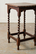 Load image into Gallery viewer, English Oak Square Barley Twist Side Table with Scalloped Edge (c. 1930)
