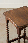 Load image into Gallery viewer, English Oak Square Barley Twist Side Table with Scalloped Edge (c. 1930)
