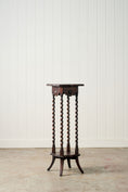 Load image into Gallery viewer, Antique English Oak 2-Tier Barley Twist Plant Stand with Scalloped Top
