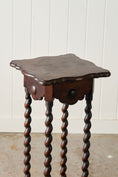 Load image into Gallery viewer, Antique English Oak 2-Tier Barley Twist Plant Stand with Scalloped Top
