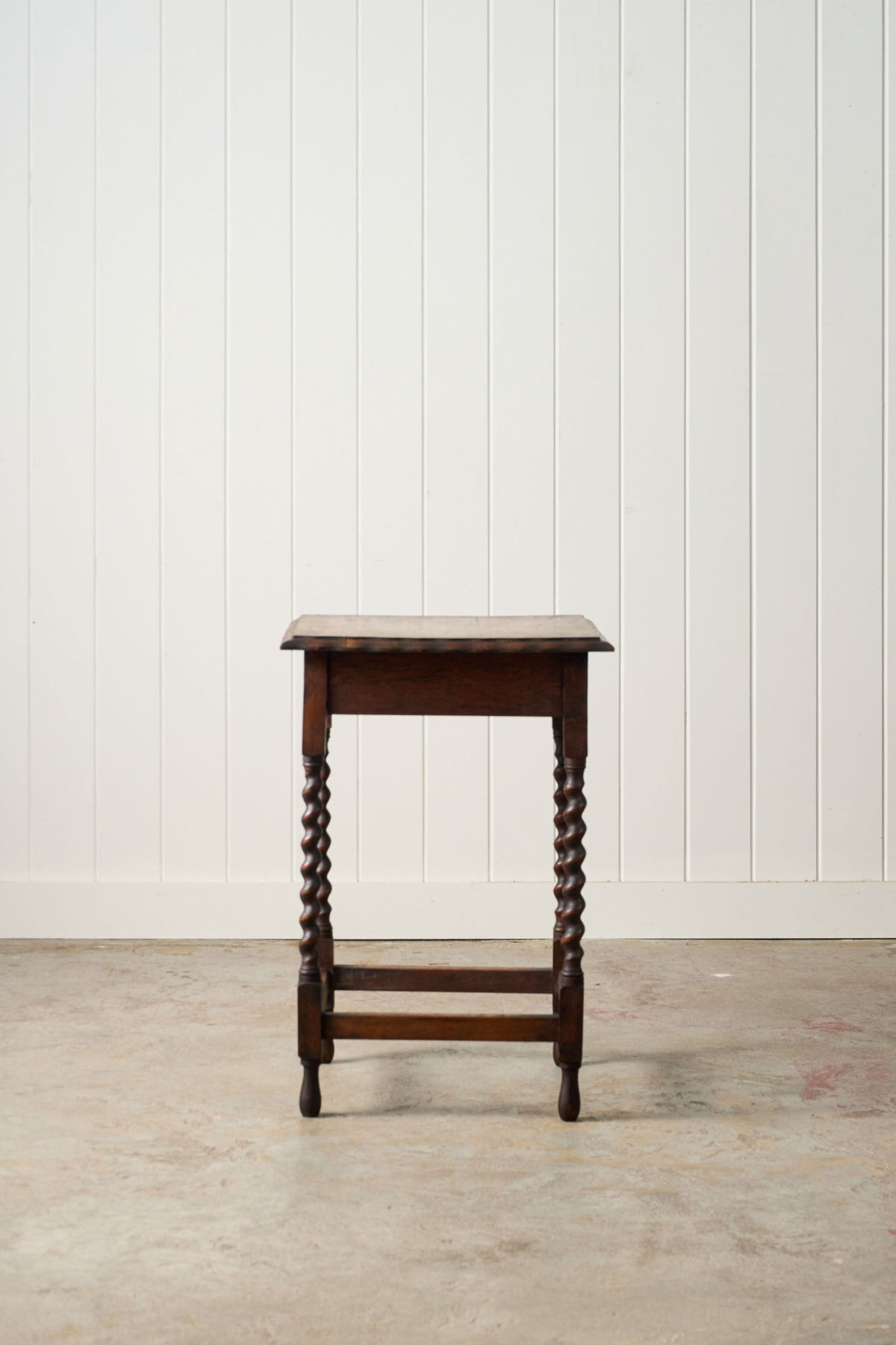 Square English Oak Barley Twist Side Table (c. 1930)