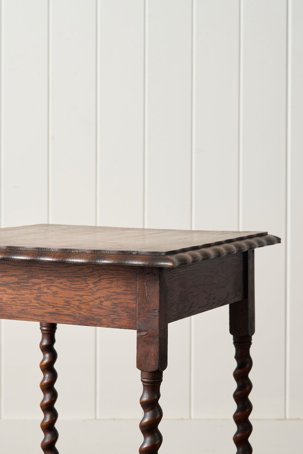 Square English Oak Barley Twist Side Table (c. 1930)