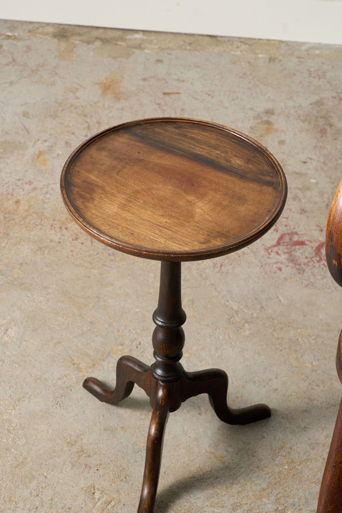 Antique English Mahogany With Oak Base Wine Table on Tripod Base